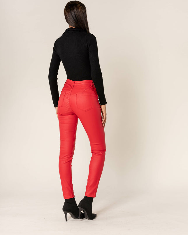 Wholesale Push Up Oiled Pants Red