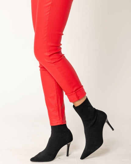 Wholesale Push Up Oiled Pants Red