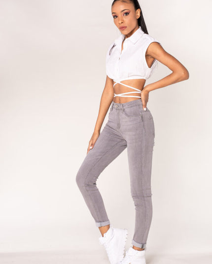 Wholesale Light Gray Skinny Pants