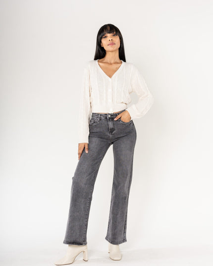Wholesale Grey High Waisted Flared Jeans