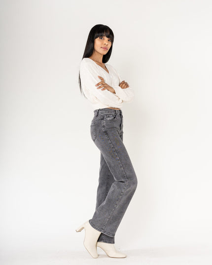 Wholesale Grey High Waisted Flared Jeans