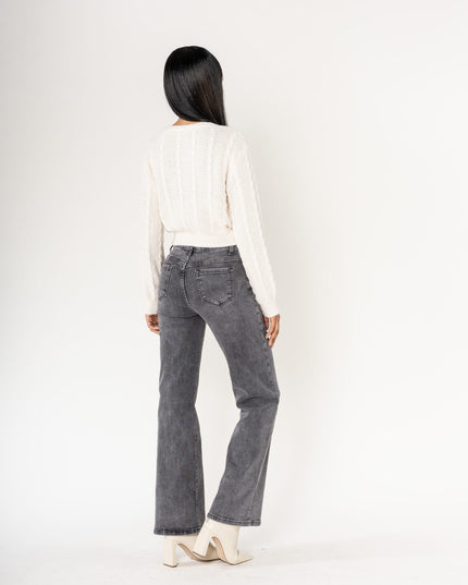 Wholesale Grey High Waisted Flared Jeans