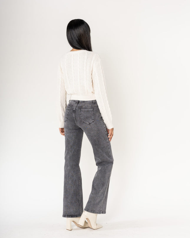 Wholesale Grey High Waisted Flared Jeans