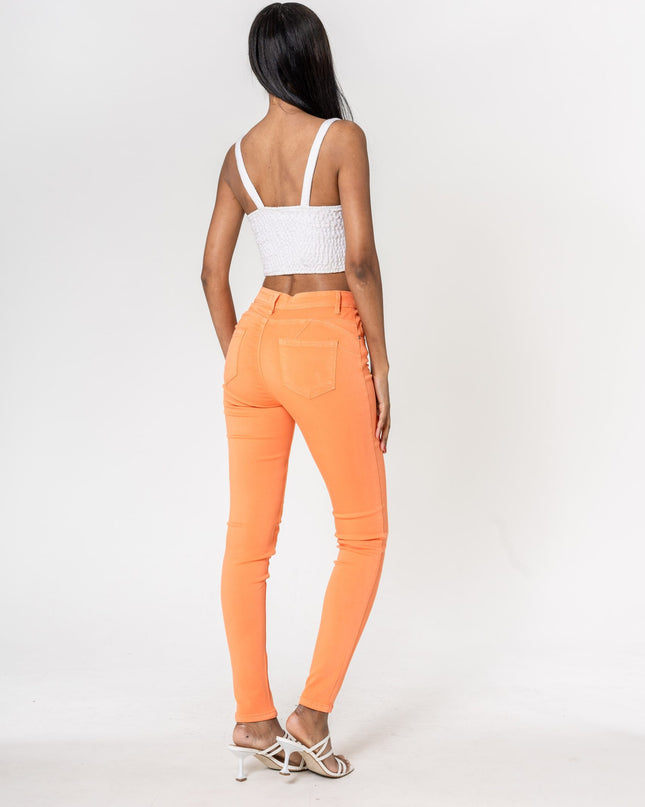 Wholesale Push-up slim jeans color orange