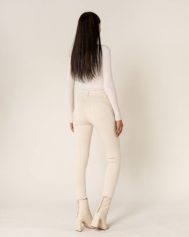 Wholesale Push-up slim jeans cream color