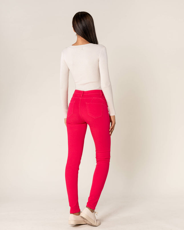 Wholesale Push-up slim jeans raspberry color