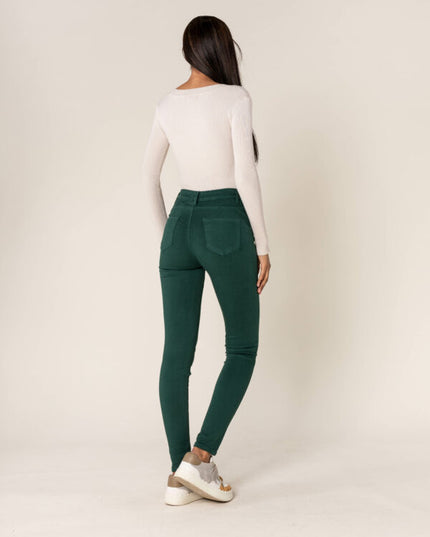 Wholesale Push-up slim jeans color fir green