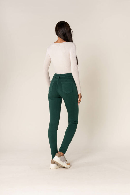Wholesale Push-up slim jeans color fir green