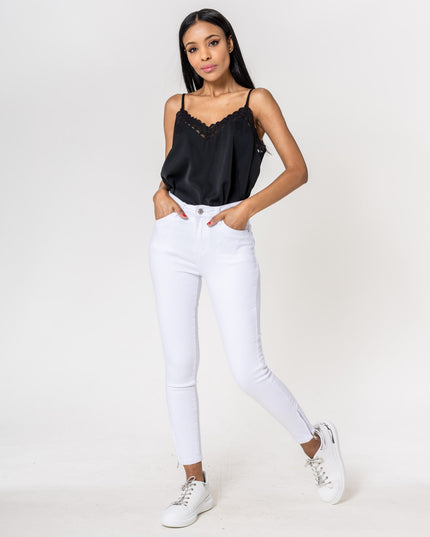 Wholesale white zipped jeans