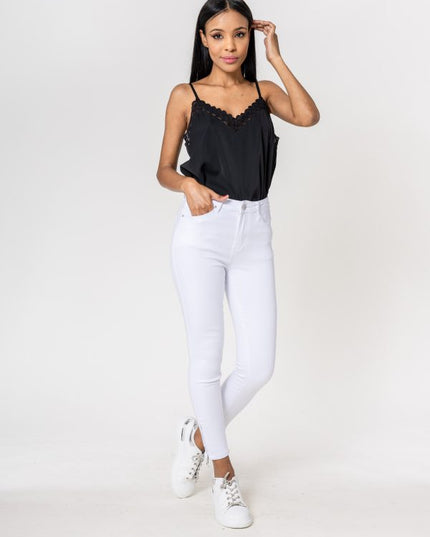 Wholesale white zipped jeans