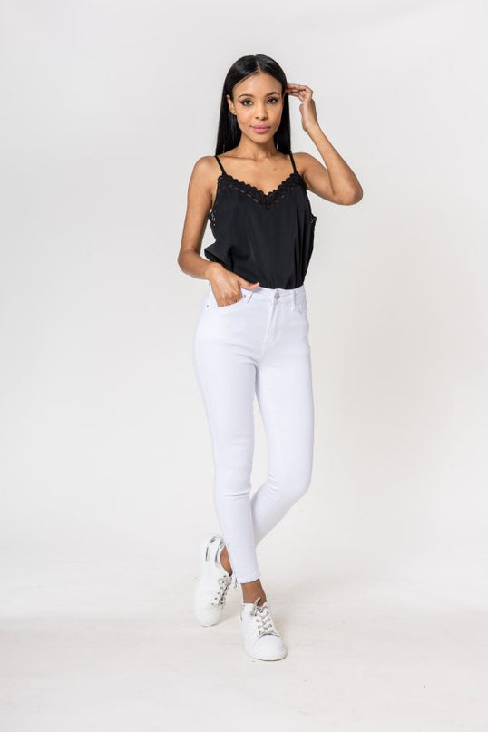 Wholesale white zipped jeans