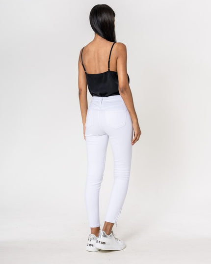 Wholesale white zipped jeans