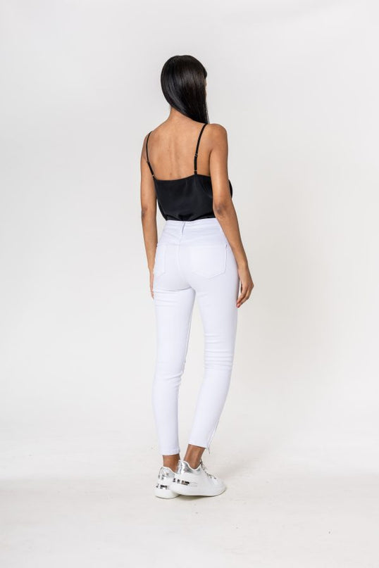 Wholesale white zipped jeans