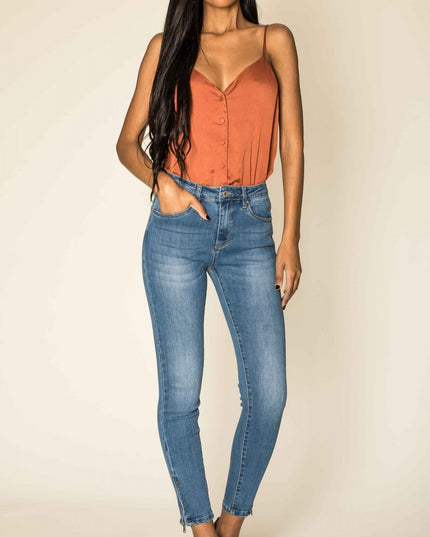Wholesale blue zipped jeans