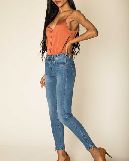 Wholesale blue zipped jeans