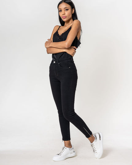Wholesale black zipped jeans