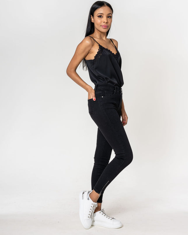 Wholesale black zipped jeans