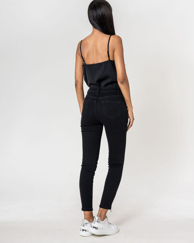 Wholesale black zipped jeans