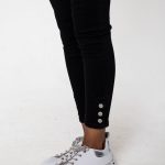 Wholesale Black Jeans with buttons at the bottom of the leg