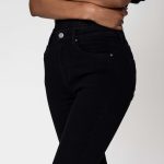Wholesale Black Jeans with buttons at the bottom of the leg