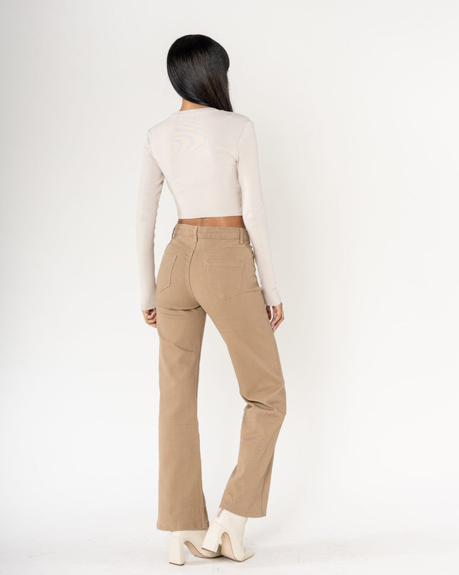 Wholesale colour dark grey super wide leg jeans with high rise and buttons