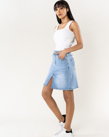 Wholesale Denim Slit Skirt With Front Slit