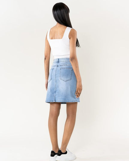 Wholesale Denim Slit Skirt With Front Slit