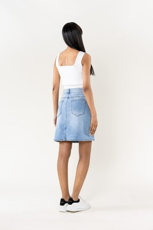 Wholesale Denim Slit Skirt With Front Slit