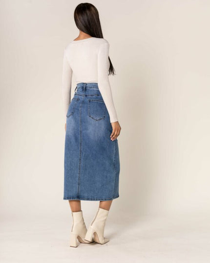 Wholesale Denim Long Slit Skirt
