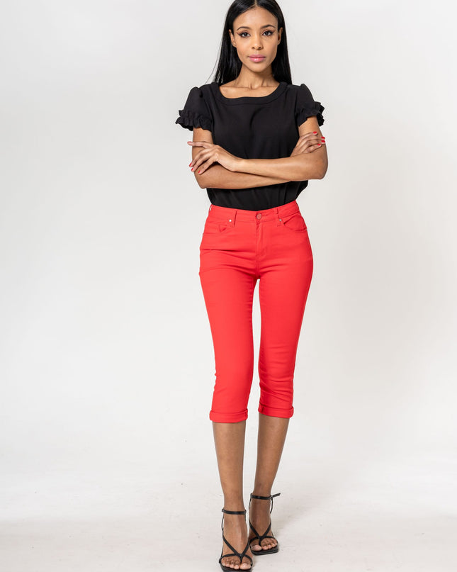 Wholesale  Canvas Capri Pants Shorts Red