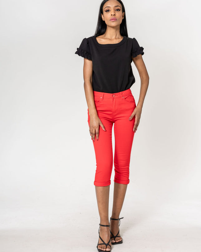 Wholesale  Canvas Capri Pants Shorts Red