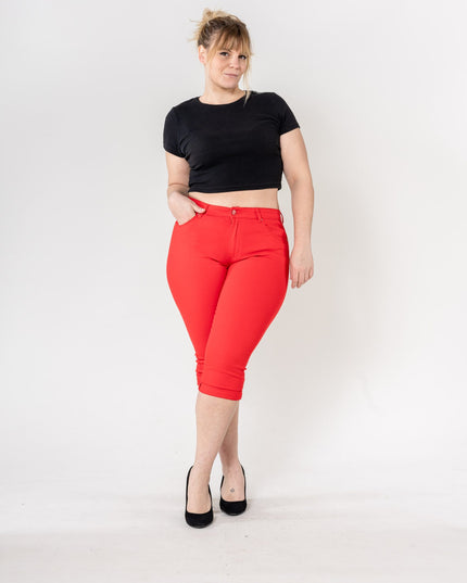Wholesale Capri Plus Size Pants Shorts Red