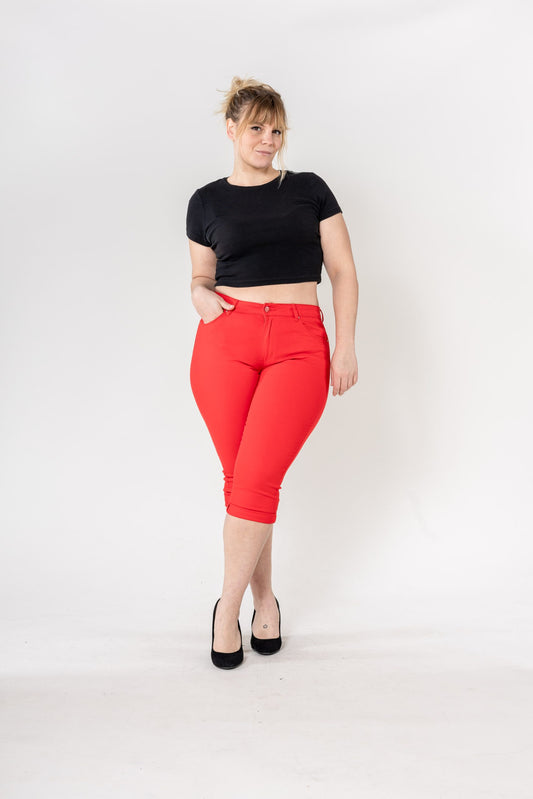 Wholesale Capri Plus Size Pants Shorts Red