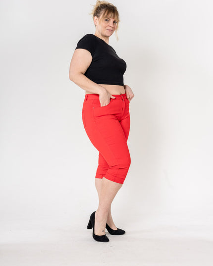 Wholesale Capri Plus Size Pants Shorts Red
