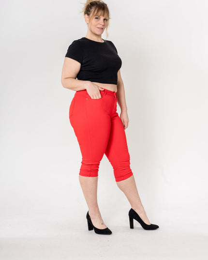 Wholesale Capri Plus Size Pants Shorts Red