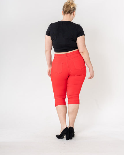 Wholesale Capri Plus Size Pants Shorts Red