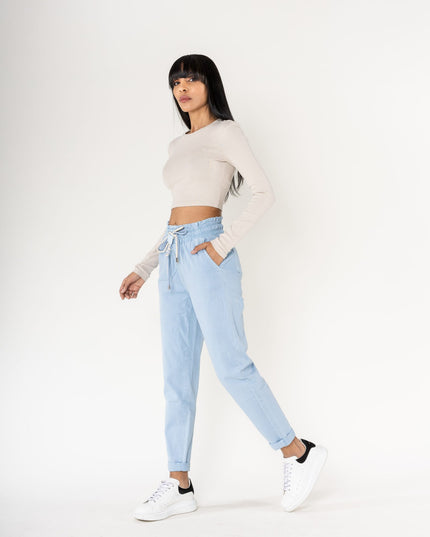 Wholesale Jogging Pants Cotton Light Ice Blue