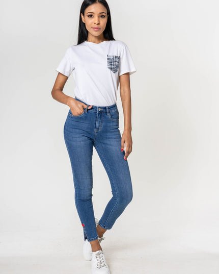 Wholesale High Waisted Jeans Heart embroidery
