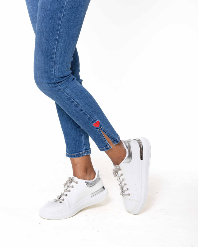 Wholesale High Waisted Jeans Heart embroidery