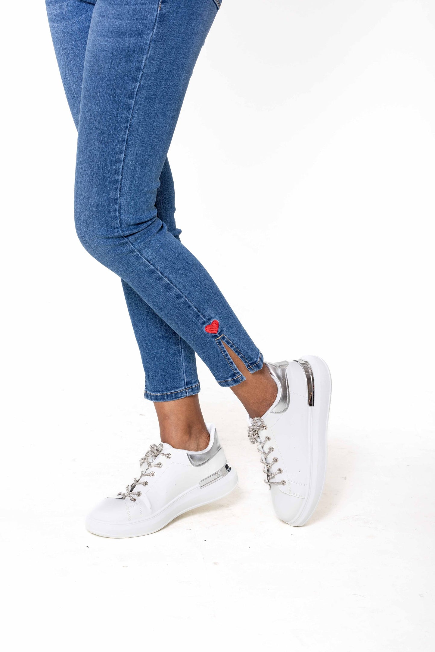 Wholesale High Waisted Jeans Heart embroidery