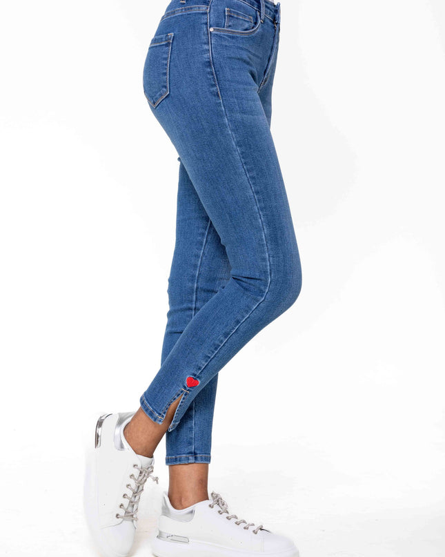 Wholesale High Waisted Jeans Heart embroidery