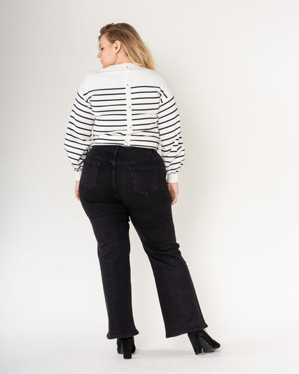 Wholesale High Waisted Stretch Flared Jeans Black