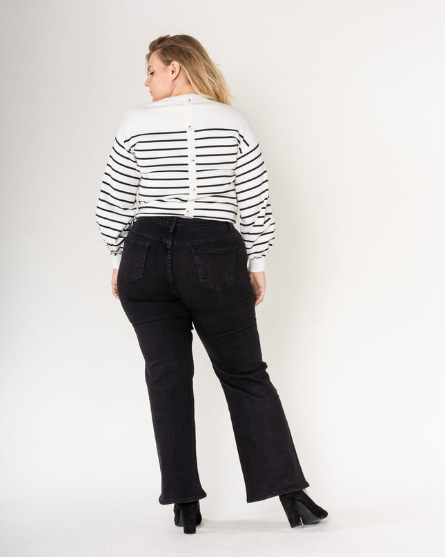 Wholesale High Waisted Stretch Flared Jeans Black