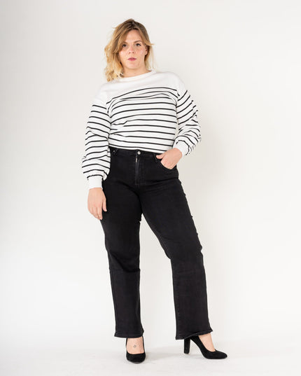 Wholesale High Waisted Stretch Flared Jeans Black