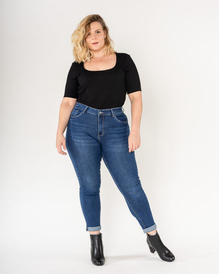 Wholesale Plus Size Pants Embroidered Daisies Blue
