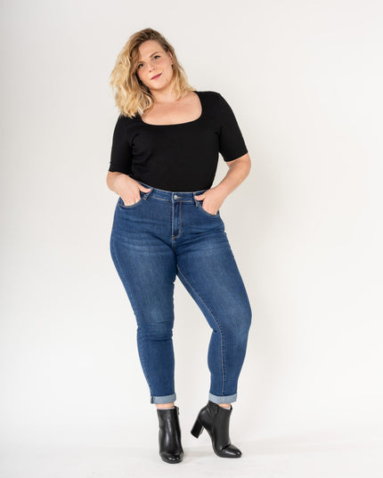 Wholesale Plus Size Pants Embroidered Daisies Blue