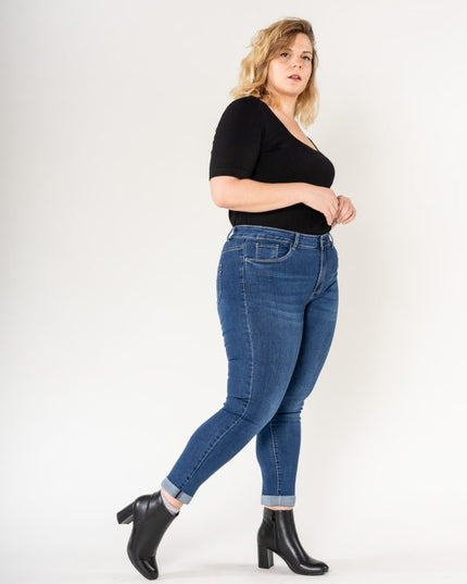 Wholesale Plus Size Pants Embroidered Daisies Blue