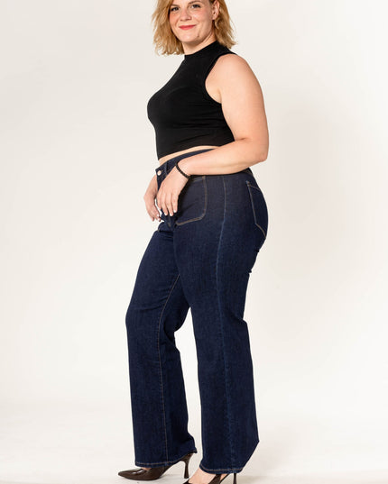Jean Flare Poches Plaquees Grande Taille