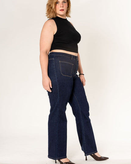 Jean Flare Poches Plaquees Grande Taille