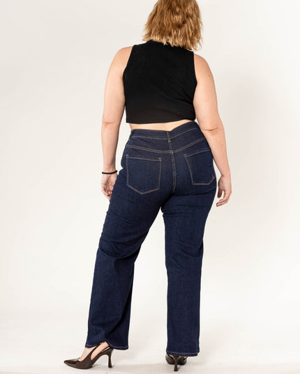 Jean Flare Poches Plaquees Grande Taille